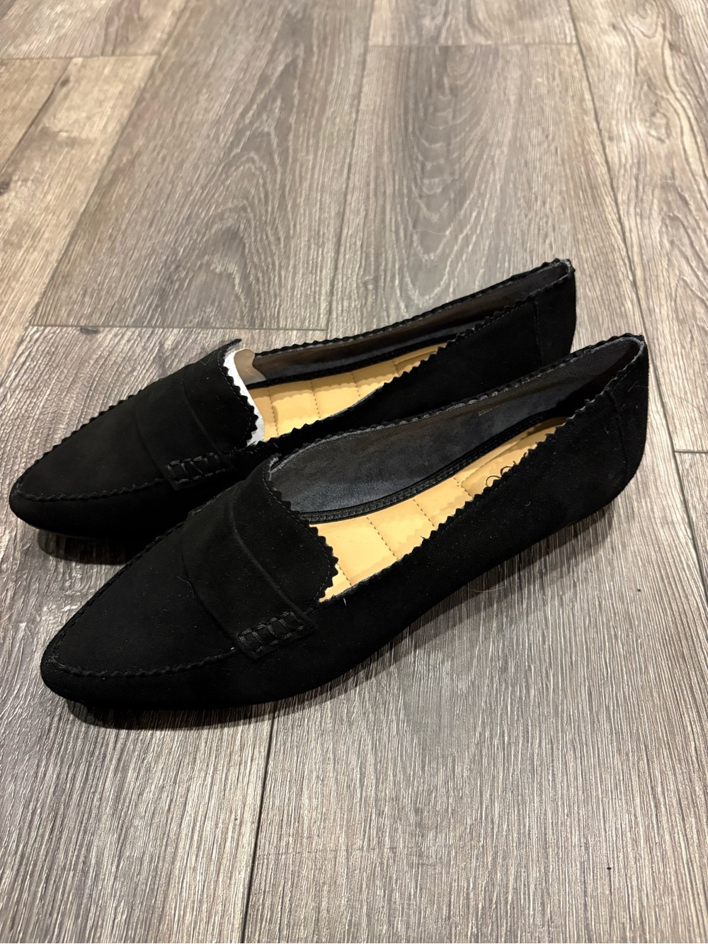 Classic Black Faux Suede Loafers for Women